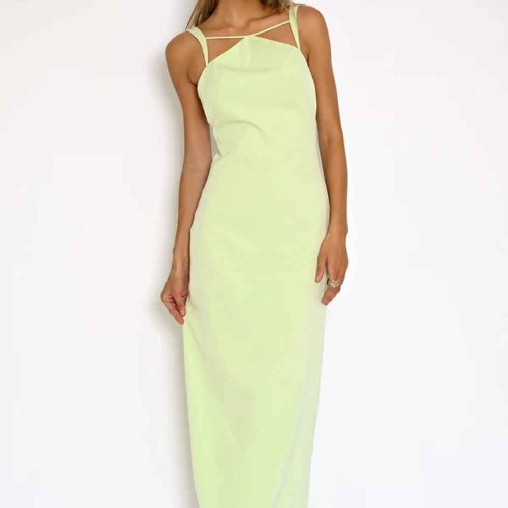 Sleek Strappy Maxi Dress in Light Lime